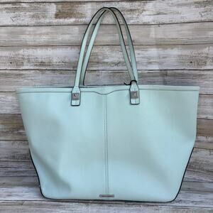 Rebecca Minkoff Light Mint Green Leather Everywhere Tote Bag Saffiano Minimalist